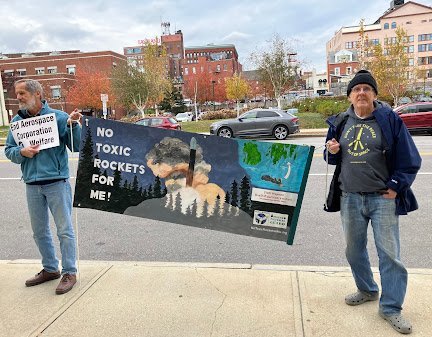Protest outside & inside of Maine Space Conference